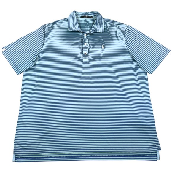 RLX Ralph Lauren Other - RLX Ralph Lauren Polo Shirt Mens XL Blue Striped Performance Short Sleeve Good